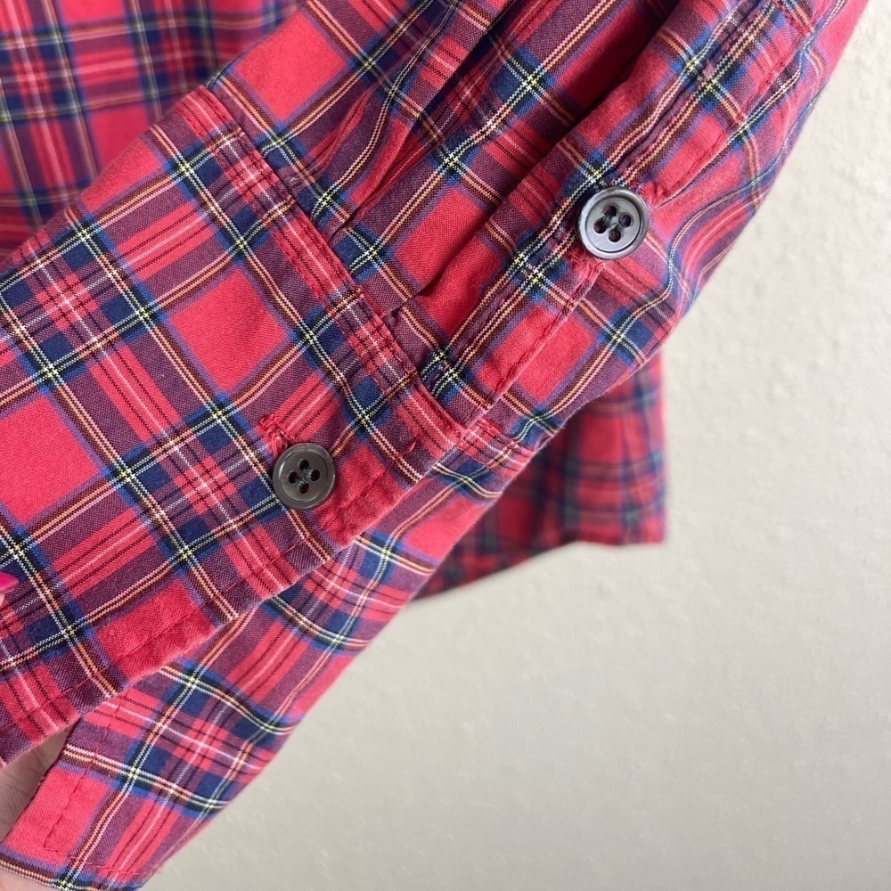J. Crew Tartan Plaid Pintuck Button Down Top Size 0 - Picture 4 of 6